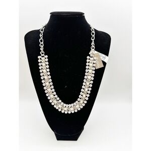 Dramatic Bling Sparkly Crystal Statement Necklace Silver Tone By TASHA NWT